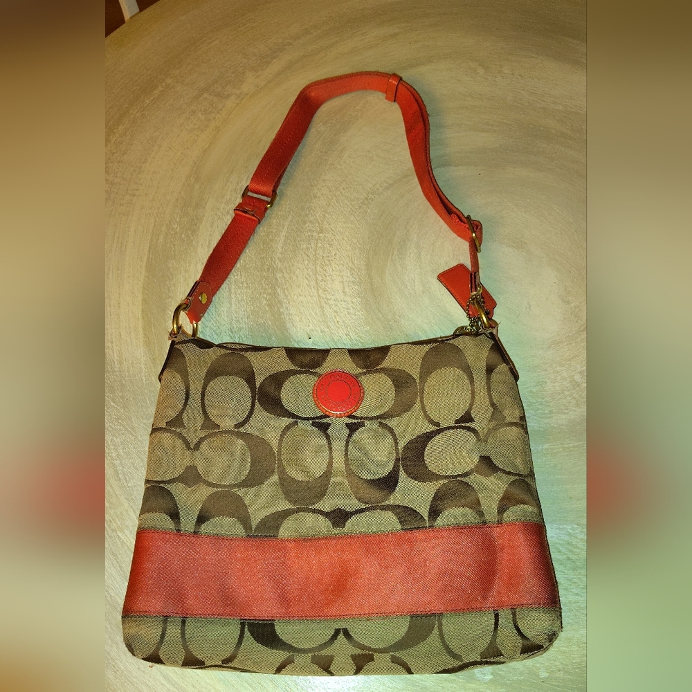 Stylish Coach Brown and Red Women's Bag USED